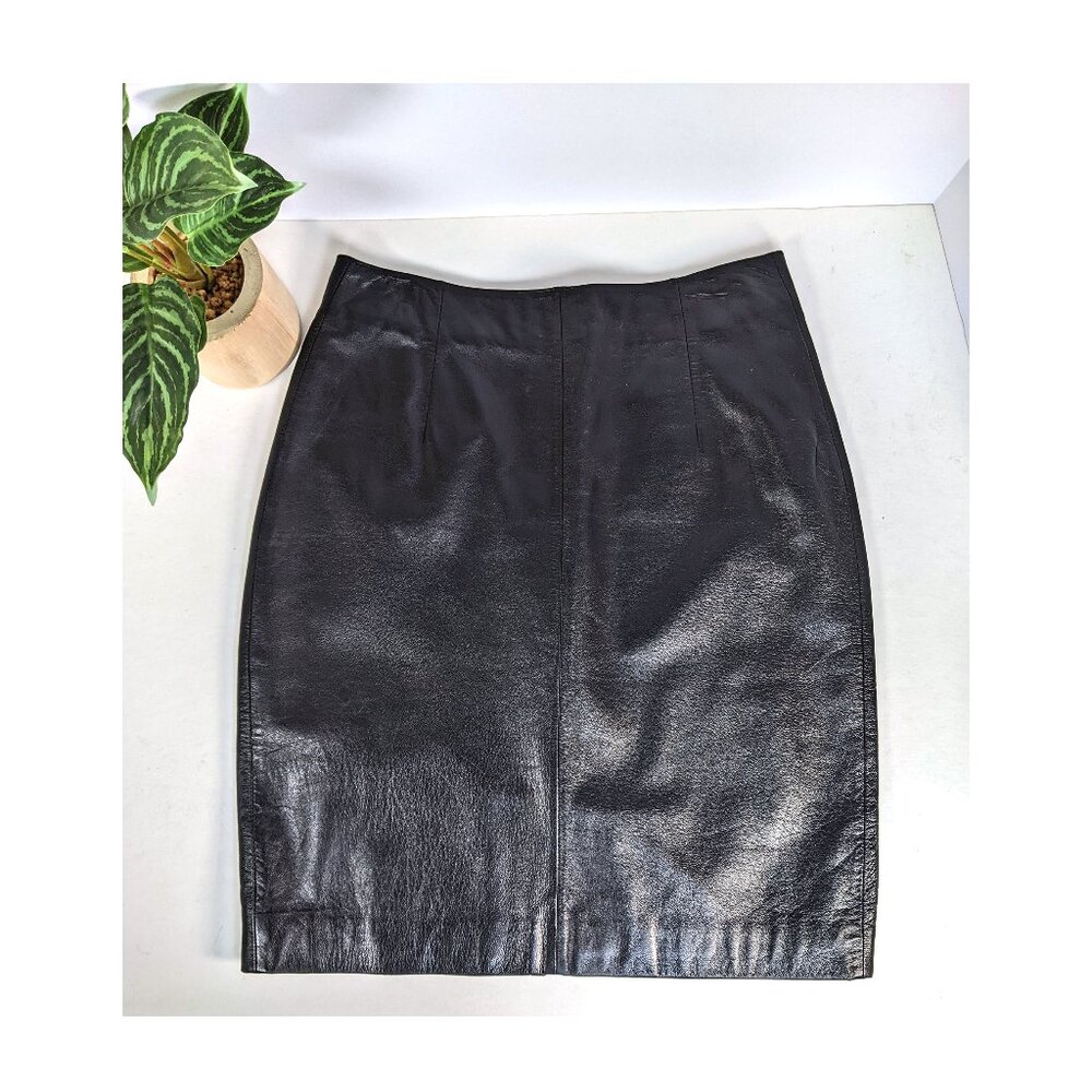 Venus Williams - Wilson Genuine Soft Leather Short Pencil Skirt Size 4 Black